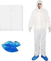 ETERNA Hazmat Suits- 5 Pack Disposable Protective Coveralls with Shoe Covers for Men & Women, Shield from Dirt, Dust, Paint