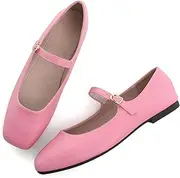 [TN TANGNEST] Women's Leather Flats Comfortable Square Toe Dress Flats Retro Soft Mary Jane Flats