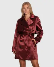 [Belle & Bloom] Will You Stay Trench Dress - Burgundy