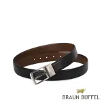 【BRAUN BUFFEL 德國小金牛】台灣總代理 都會型男可旋轉穿針式皮帶-銀色(BF23B-WEG038-SNK)