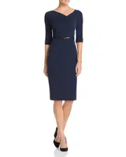 Black Halo Belted Sheath Dress