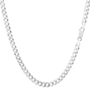 14k White Solid Gold Comfort Curb Chain Bracelet, 3.6mm, 7"