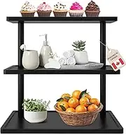 Ibyx 3 Tier Multi-Purpose Wooden Stand - Serving Platter Serving Tray for Serving Dishes & Platters – Wooden Display Stand to Organize Spices or Makeup (Black, Bamboo)