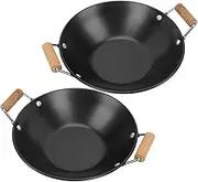 Ciieeo 2pcs Takeaway Pot Lightweight Hot Pot with Wooden Handles High Temperature Tolerance for Home Cooking Seafood Dishes