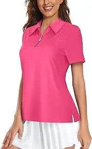Viracy Womens Golf Shirt UPF50+ Sun Protection Short Sleeve 1/4 Zip Up Polo Workout Tops Fast Dry Fit Moisture Wicking