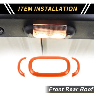 Front Rear Roof Reading Light Trim Cover for Jeep Wrangler JK 4 Door Orange