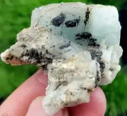 195 Carats Black Rutile Bunch On Natural Aquamarine Crystal From Pakistan