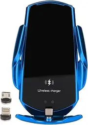 15W Fast Charging Smart Sensor Car Wireless Charger Mount for Magnetic Air Vent Holder for All Mobile Phone Users (Blue)
