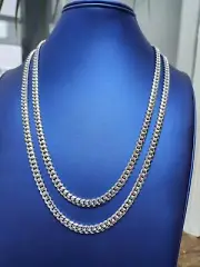 22" 24" Silver 925 Cuban Link Chain 6.3mm 54.1-59.5g **Choose** Rhodium plating