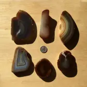 6 Polished Rock Slices Mixed Banded Agate Crystals Thick Cut Geode Stone 1.75Lbs