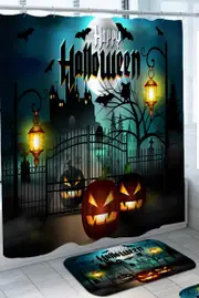 Happy Halloween Scary Pumpkins Castle Shower Curtain