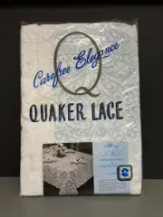 Vtg Quaker Lace Tablecloth Carefree Elegance Flanders White Oblong 70" x 90" New