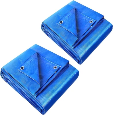 [2PCE] Handy Hardware Heavy Duty Grey Tarpaulin, 1.5 X 2.1M, Blue, Durable 130GS
