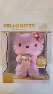 Limited Edition Hello Kitty 50th Anniversary Plush 8"t with teddy pink & purple