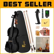 Comprehensive 4/4 Violin Set for Beginners: Two Bows & All Accessories Included
