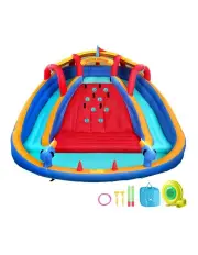 [Doctor Dolphin] Kids Inflatable Pool Water Slide Cannon Splash Park Toss Game 408X386cm