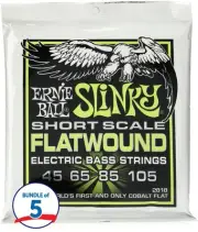 Ernie Ball 2818 Regular Slinky Flatwound Electric Bass Guitar Strings (5 Pack) -