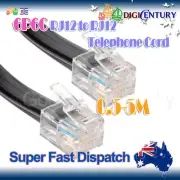 6P6C RJ12 RJ11 Straight Through Telephone Lead Cord Cable 0.5~5m ADSL 2+ Black