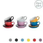 Coloured Cappuccino Cup with Matching Saucer Porcelain Tea Coffee, 250ml
