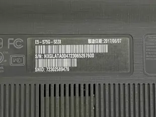 零件機ACER宏碁(NBC2梅)E5-575G 15.6吋七代i5-7200U筆記型電腦....面板有問題