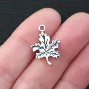 10 Leaf Charms Antique Silver Tone Maple Leaf Charm- SC2759