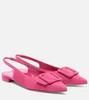 [Manolo Blahnik] Manolo Blahnik Maylura suede slingback flats AU 8 pink
