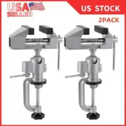 2Pcs 3 Inches Bench Vise, Tilts Rotate 360° Universal Work,Universal Table Vise