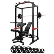 Reeplex Heavy Duty Power Rack + Bench + 120kg Barbell Weight Plate Set