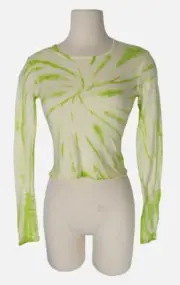 TRULY MADLY DEEPLY by URBAN OUTFITTERS 90s LIME TIE DYE CROPPED BABY TOP Sz XS