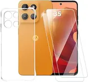 Printed TPU Case + 2-Pack Tempered Glass Screen Protector Compatible with Motorola Moto G15 4G, Artistic Slim Shockproof Cover, Anti-Scratch, Full Protection