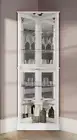White Lighted Glass 3-Sided Corner Display Curio Cabinet Furniture Home