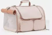 Cat Carrier 4 Mesh Windows Small Dog 4 Storage Pockets Travel Bag Under 15 lb