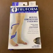 Truform Medium Beige Compression 20-30 mmHg Thigh High Open Toe Stockings NWT