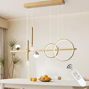 ORANOOR LED Gold Chandeliers for Dining Room, 39in Dimmable Modern Chandelier Gold Pendant Lights for Kitchen Island, Linear Ring Globe Pendant Light Fixtures Dining Room Lights Ceiling Hanging