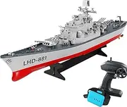 Remote Control Boat, 1:390 2.4G Electric High-Frequency Twin-Engine Battleship Model RC Watercraft Electric Water Toys Birthday for Adults