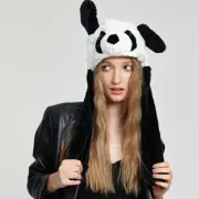 Cute Animal Moving Ear Hat Cute Panda Dog Frog Puppy Plush Hats Halloween Cospla