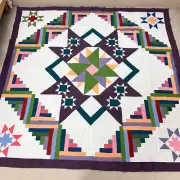 Handmade Getting to Know Hue Cotton Fabric Patchwork quilt top/topper 86x86"