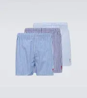 [Ami Paris] Ami Paris Set of 3 embroidered cotton boxer shorts AU 84 blue