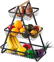 3-Tier Fruit Basket, Fruit Bowl Holder Bread Basket Vegetable Rack, Detachable Fruit Holder for Fruit, Vegetables, Snacks in Home, Kitchen Office with Screwdriver