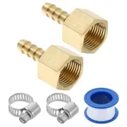 2Pcs Brass Hose Barb Fittings, 1/4" Barb x 3/8" NPT Female Hose Connectors