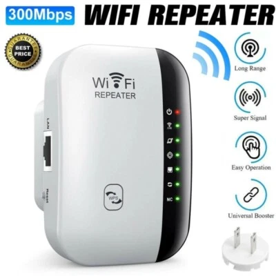 Wireless WiFi Repeater Extender 300Mbps Router Signal Amplifier Internet Booster