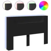 LED Lights Headboard Wooden Storage Shelf Bedhead Head Black Queen Size 160cm