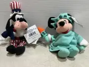Disney Uncle Sam Goofy And Liberty Minnie Beanie NWT
