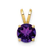 14K Yellow Gold 6mm Amethyst Checker pendant