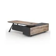 Modern Furniture EASTON Executive Desk with Left Return 220-240cm - Oak&Black