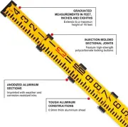16 Ft. Aluminum Dual Sided Grade Rod 8ths 5 Sections Telescoping Leveling Rod