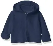 HonestBaby Organic Cotton Matelasse Snap-Front Hooded Jacket, Dark Navy, 0-3
