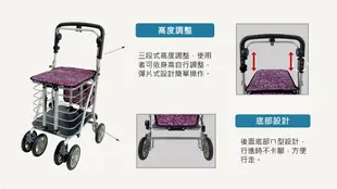 【Rollker羅克】購物車 購物助行車 日本購物車 菜籃車 步行車 NO.68(牡丹藍-無內袋) (7.8折)