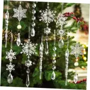 18pcs Crystal Christmas Ornaments for Tree 18 Clear Acrylic Snowflake Ornament