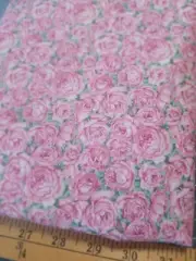 Retro Vintage VTG OOP Daisy Kingdom Roses Roses Pink Green Cabbage Roses 4+Yards